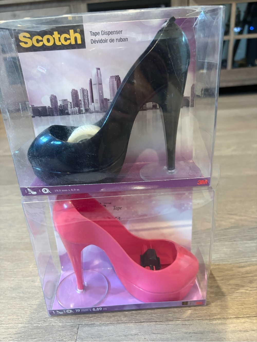 2 Women's Shoe Tape Dispensers (Pink & Black) Versatile Desk Accessory